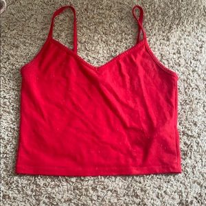 Red cropped tank